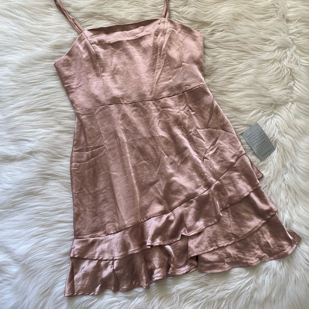Lulus Rose Pink Satin Ruffle Sleeveless Cocktail Dress - Picture 2 of 10